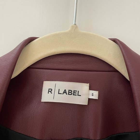 The Reset R Label Burgundy Vegan Leather Classic Moto Jacket - Size S - Picture 4 of 9